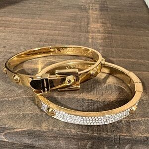Michael Kors Gold Bangle Set with Crystals